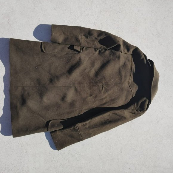 NWT ZARA COTTON WOOL KHAKI OLIVE GREEN DOUBLE BREASTED MILITARY COAT JACKET. M - Picture 4 of 14